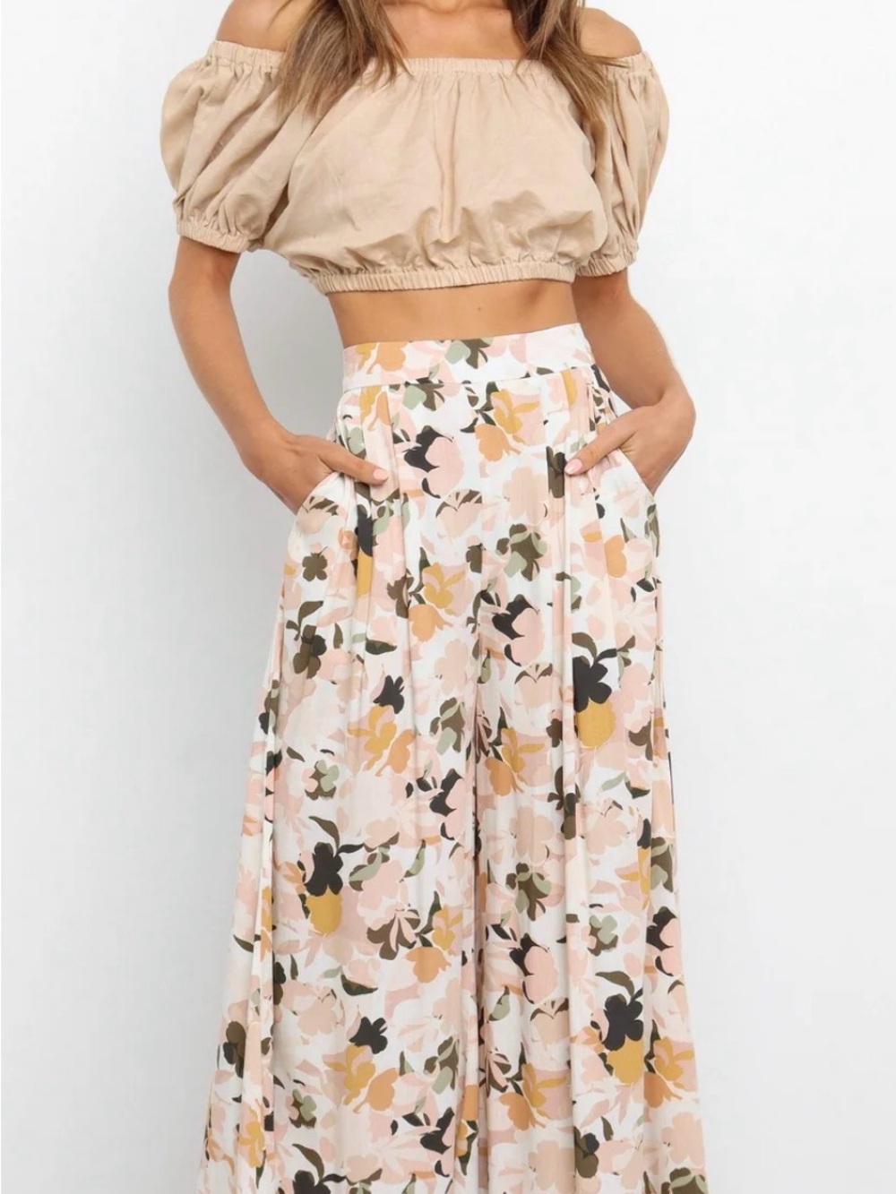 Petal & Pup Floral Maxi Skirt in Beige Pink and Mustard